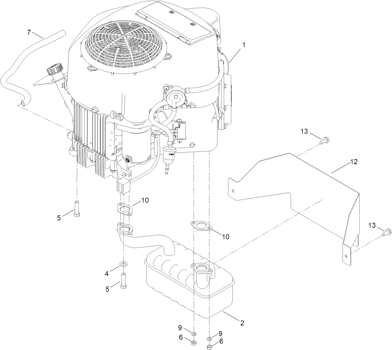 Engine and Muffler Assembly