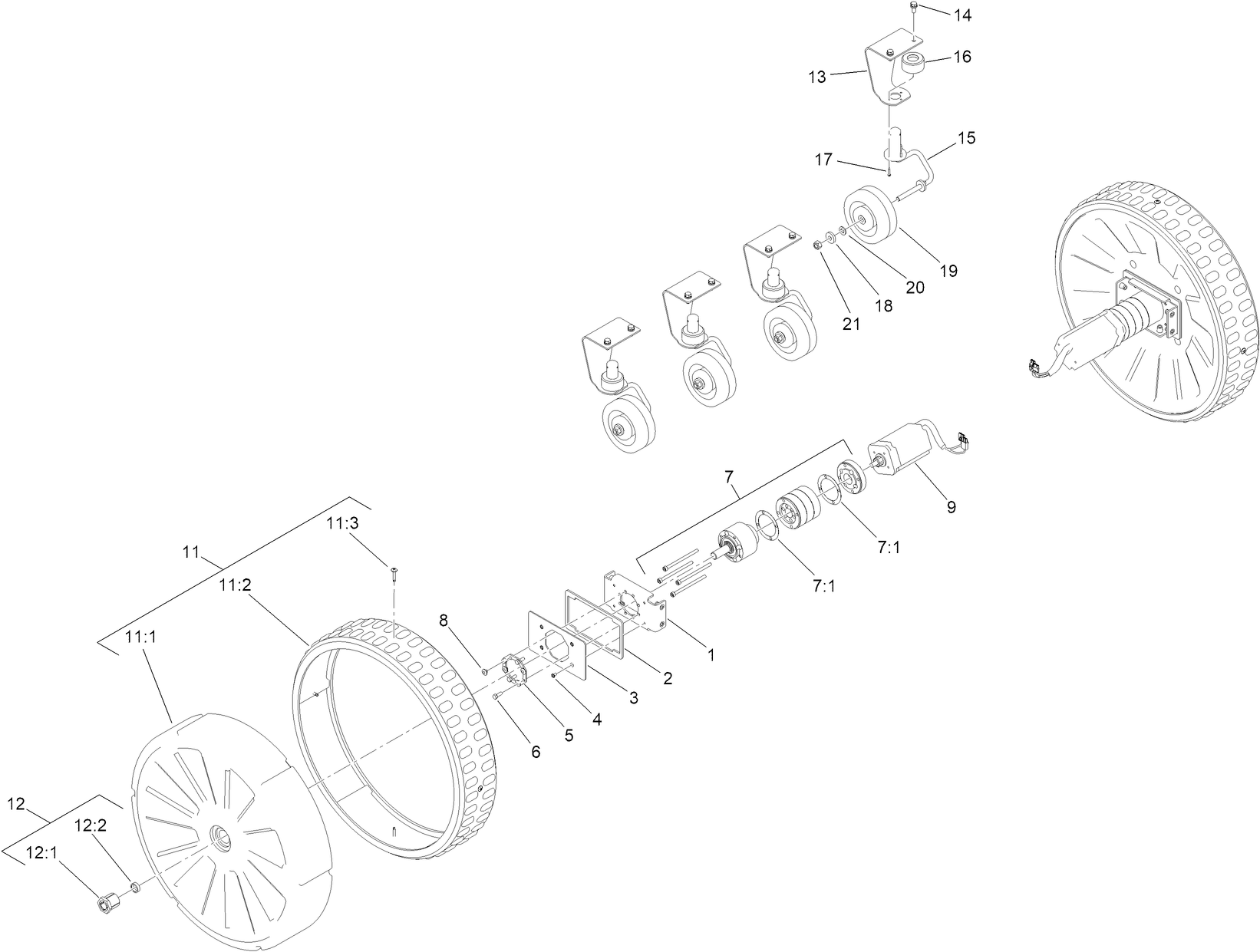 Wheels and Drive Motor Assembly