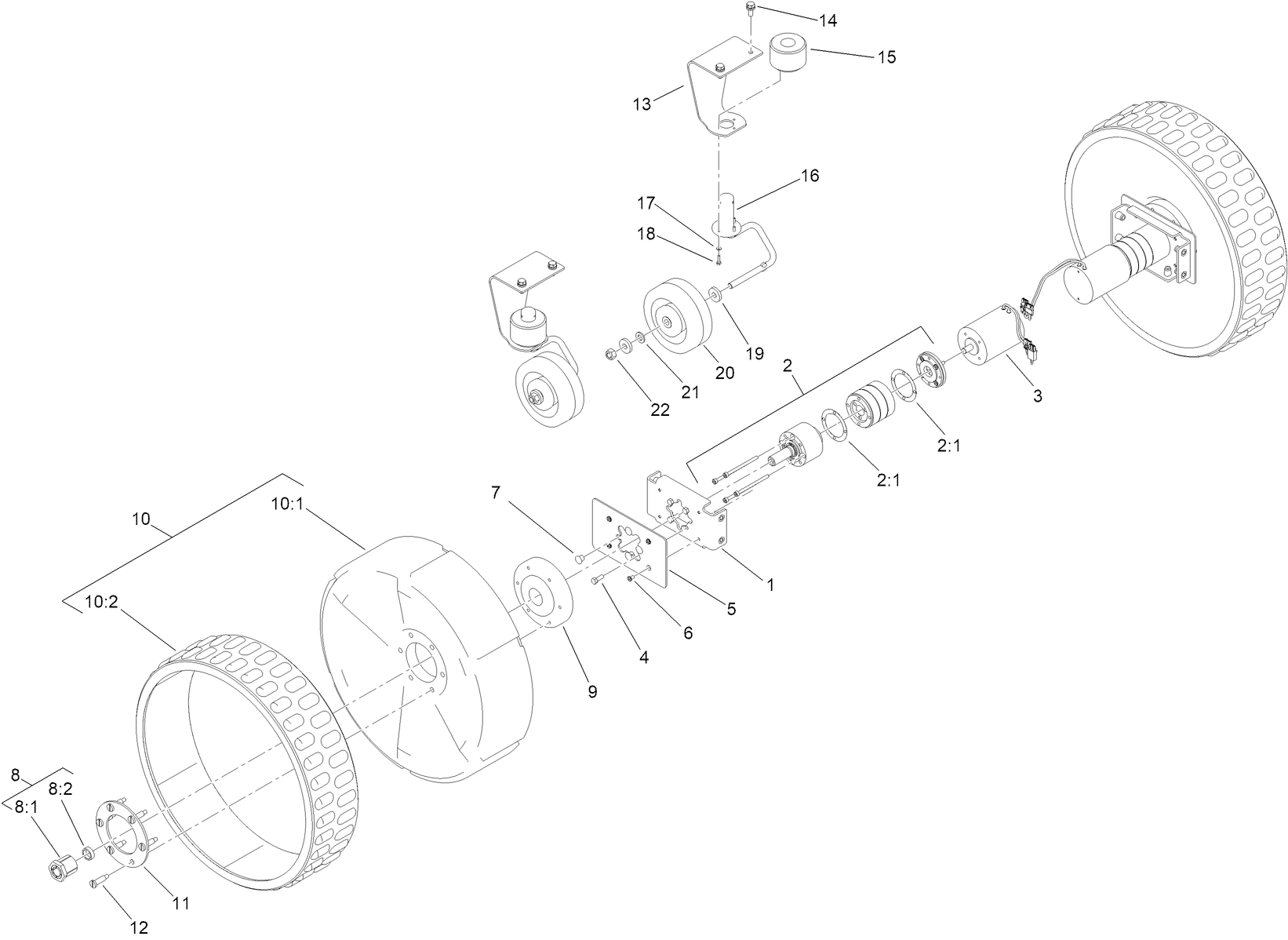 Wheels and Drive Motor Assembly