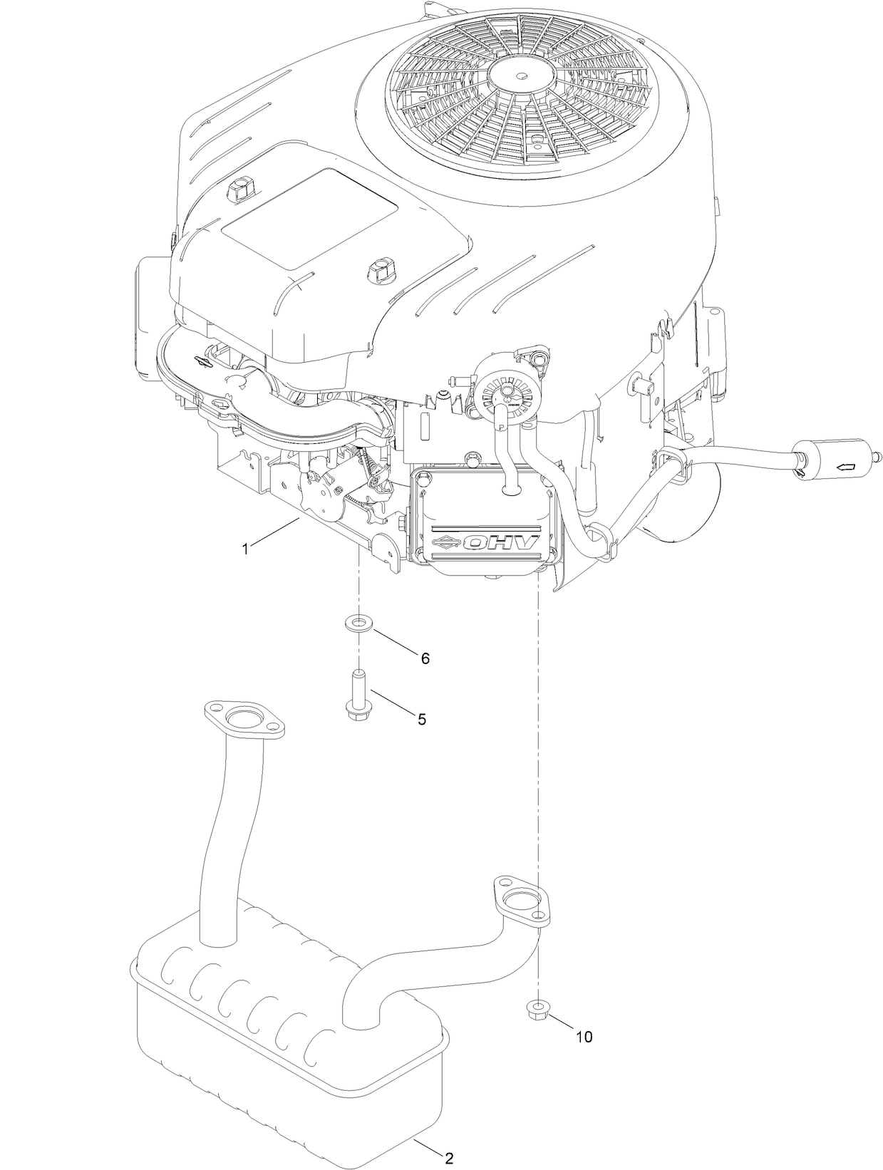 Engine and Muffler Assembly