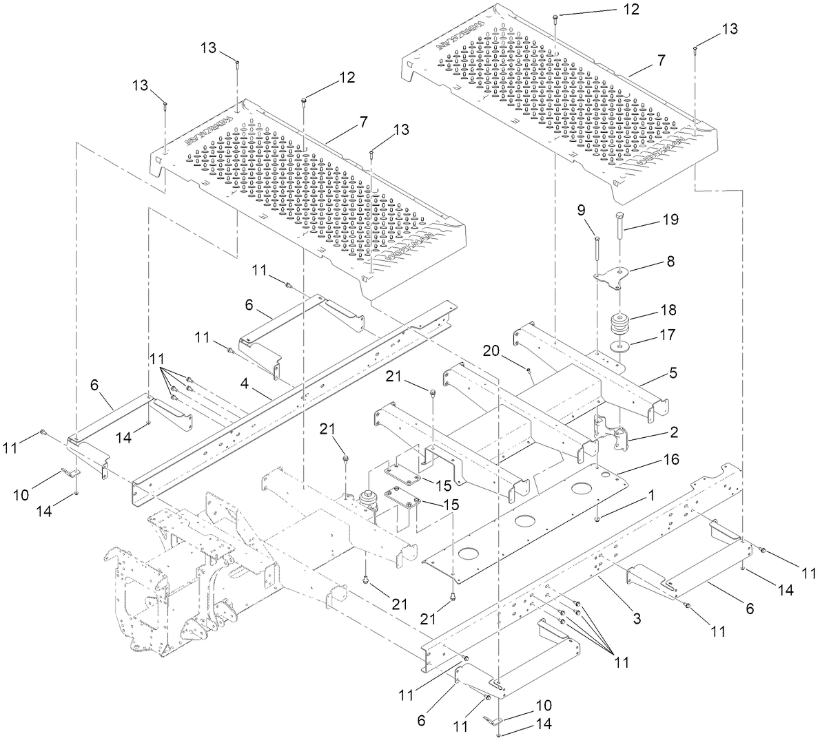 Floor Plates and Rear Suspension Mount Assembly