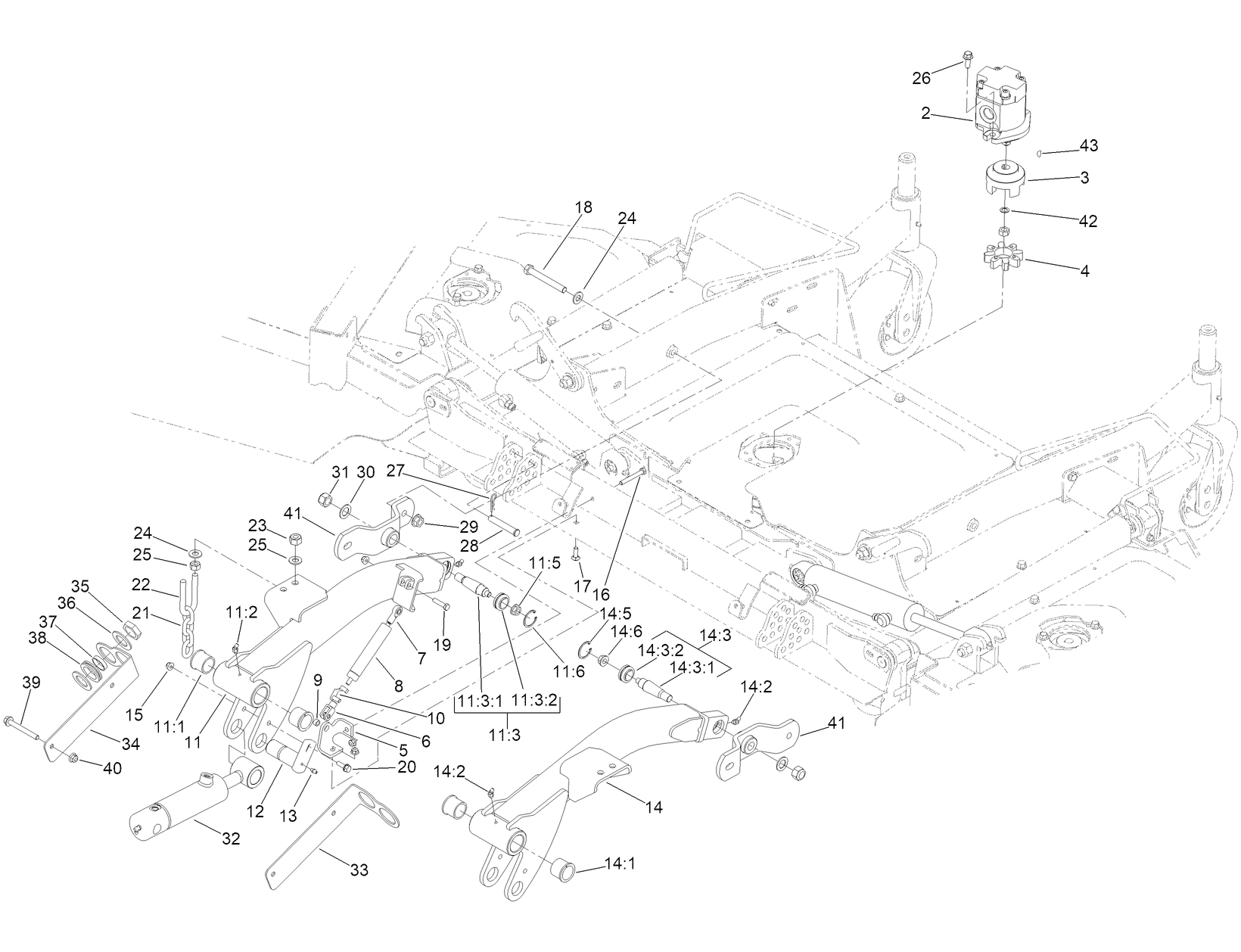 Front Deck Lift Arm Assembly