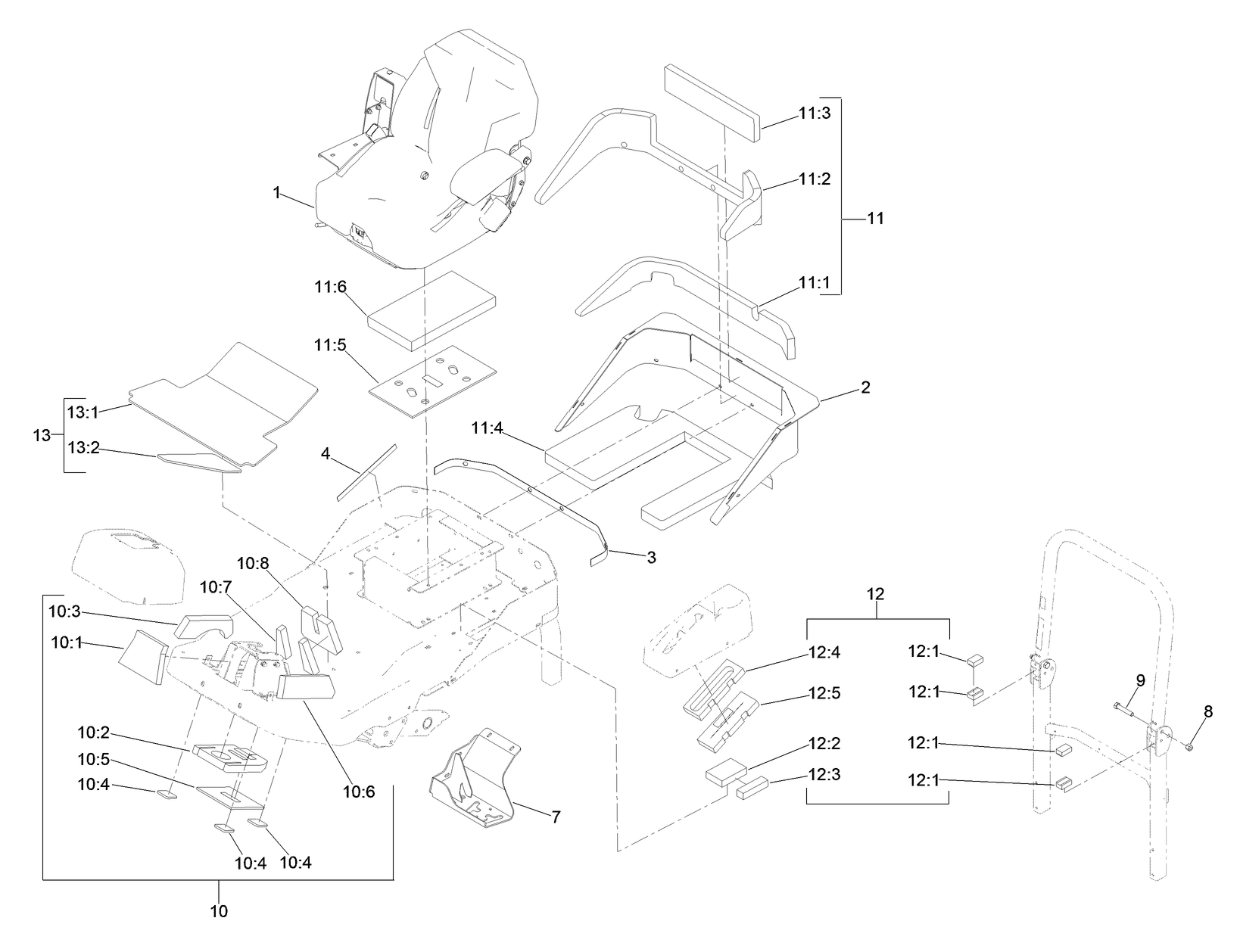 Seat, Firewall and Step Mount Assembly