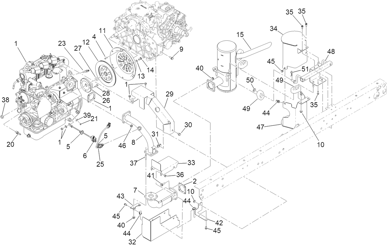 Engine and Exhaust Assembly