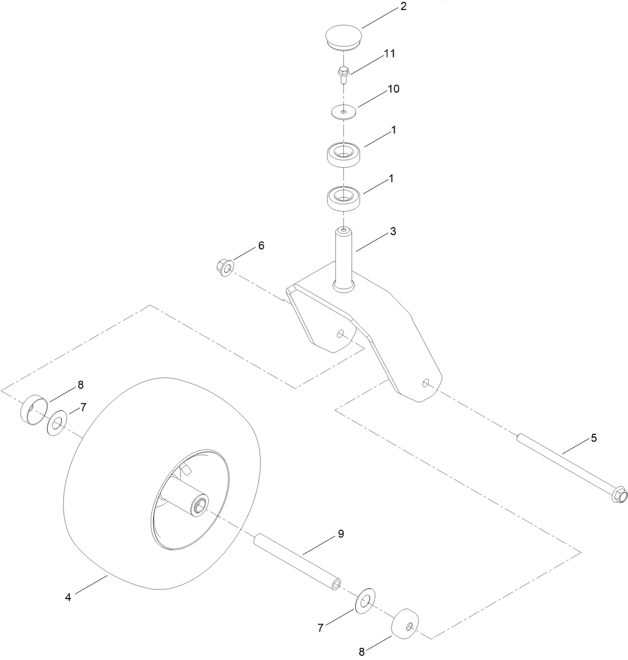 Caster Fork and Wheel Assembly