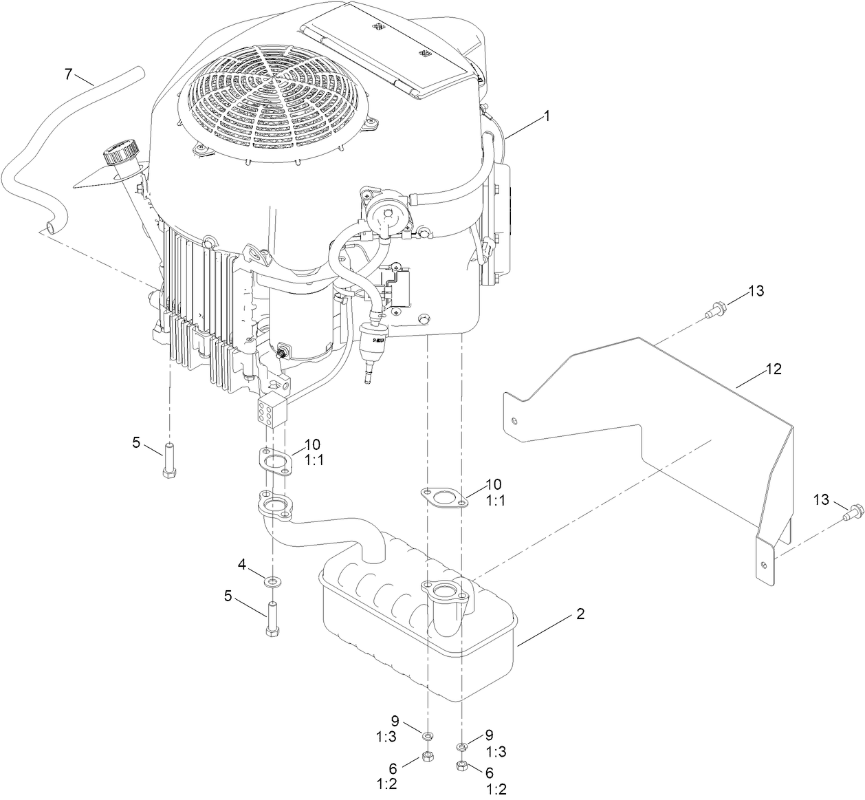 Engine and Muffler Assembly