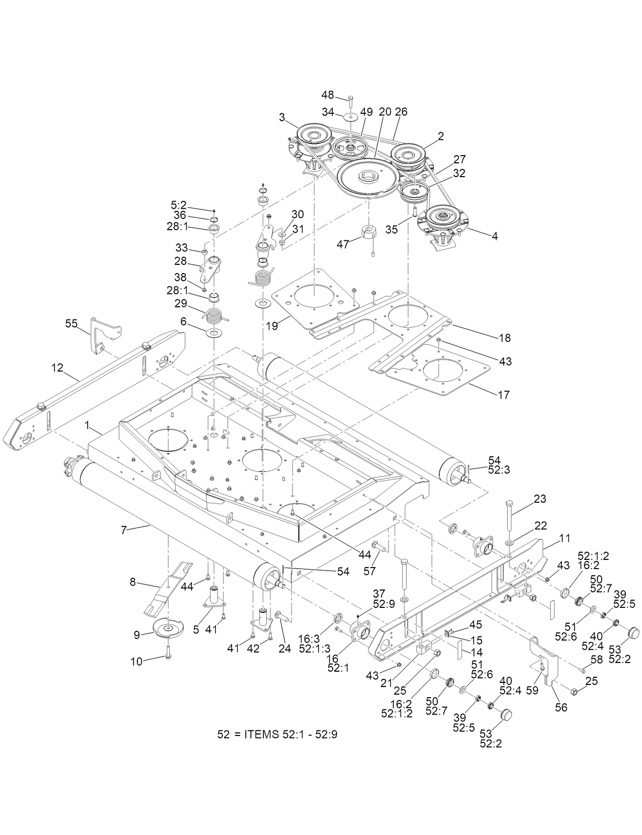 Blade, Pulley and Spindle Assembly