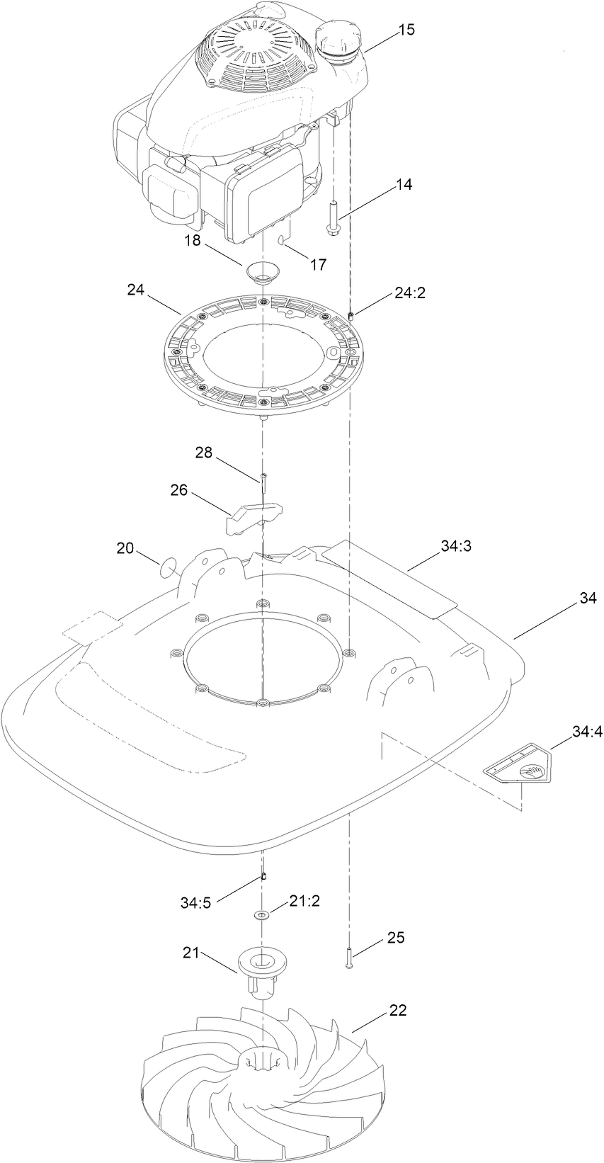 Engine and Impeller Assembly