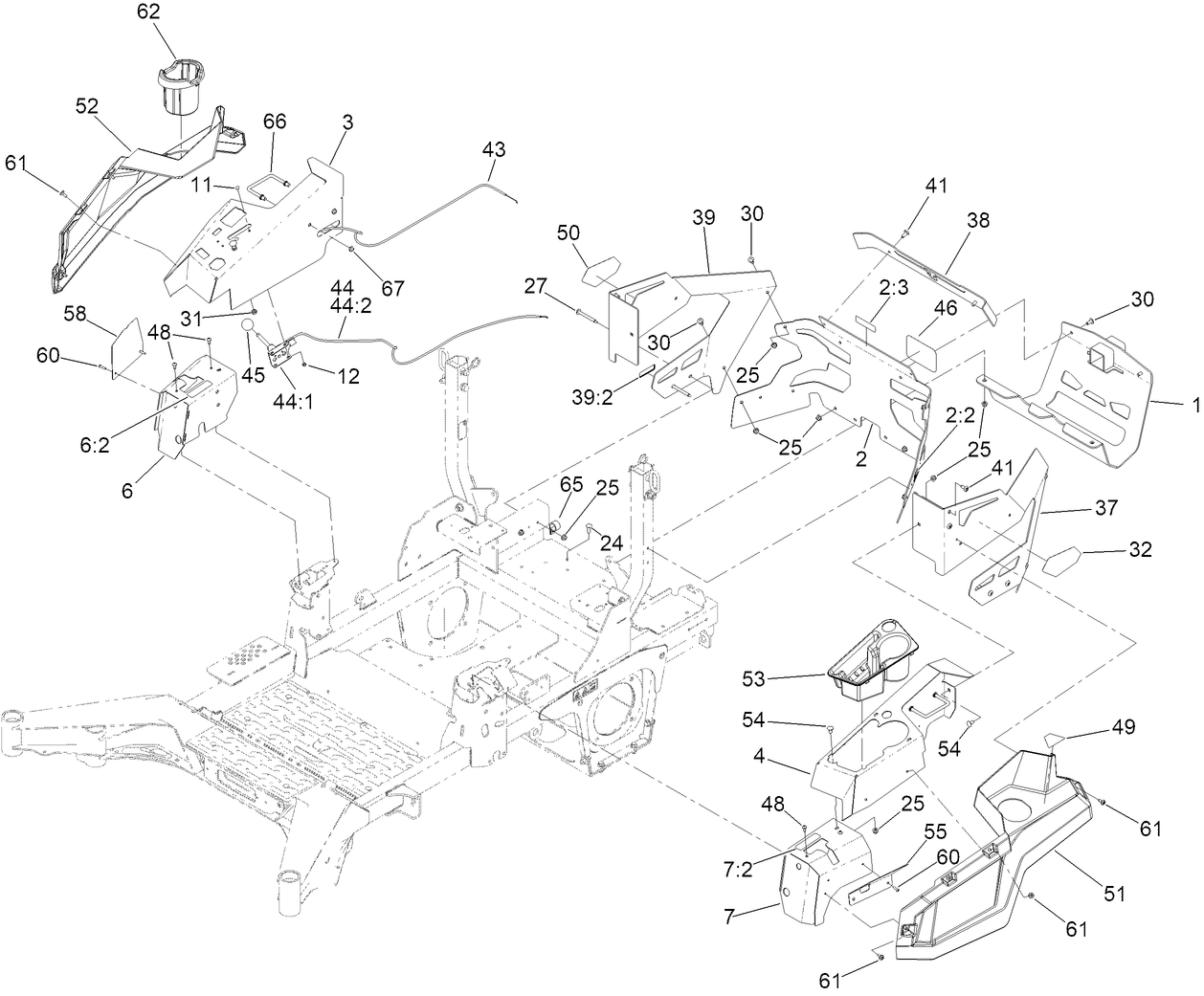 Throttle, Choke Cable and Guard Assembly