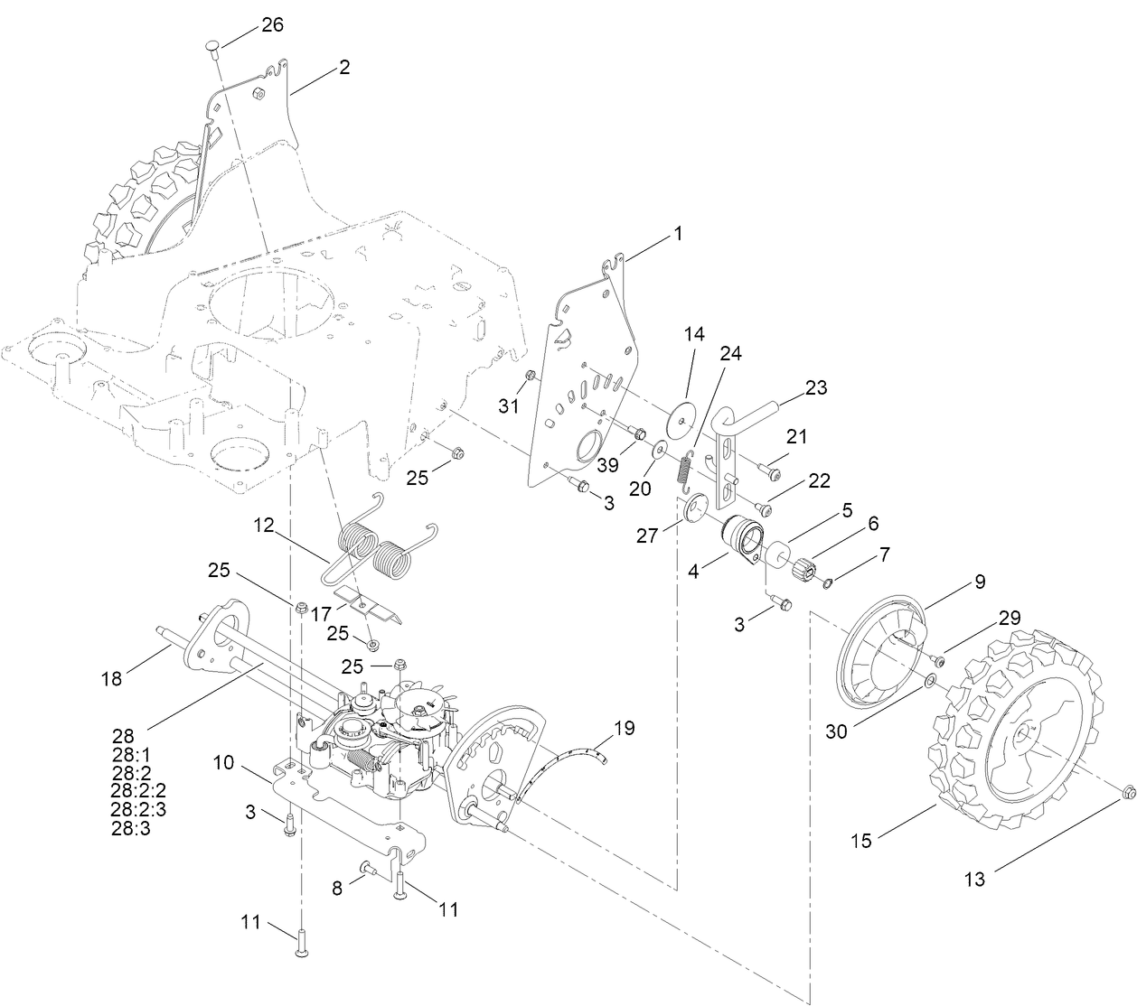 Traction and Height-of-Cut Assembly