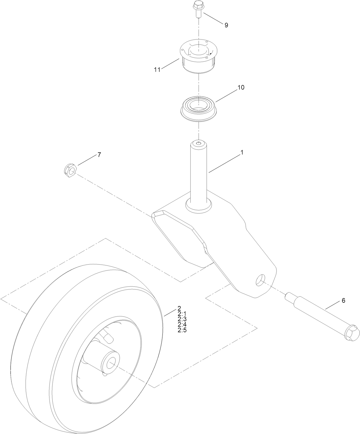 Caster Fork and Wheel Assembly