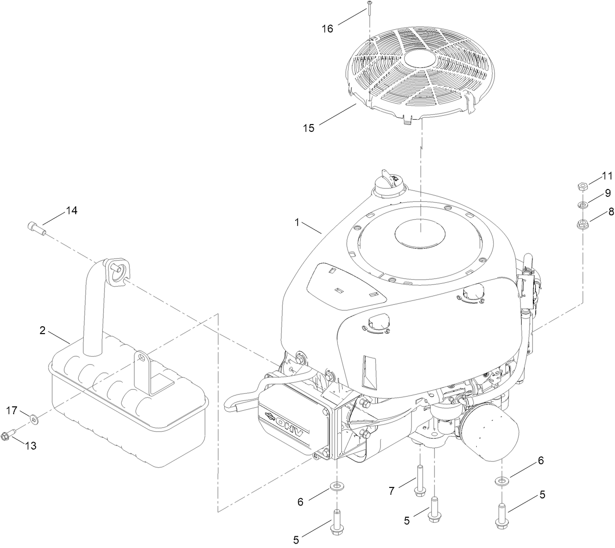 Engine and Muffler Assembly