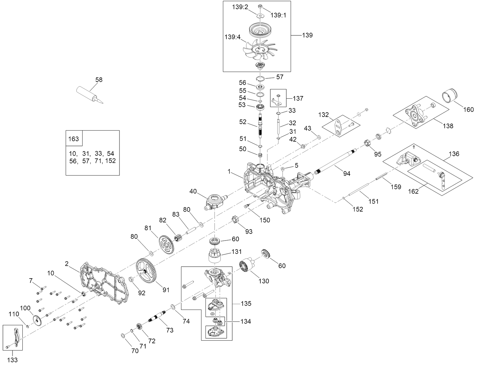 LH Hydro Transmission Assembly No. 139-7450