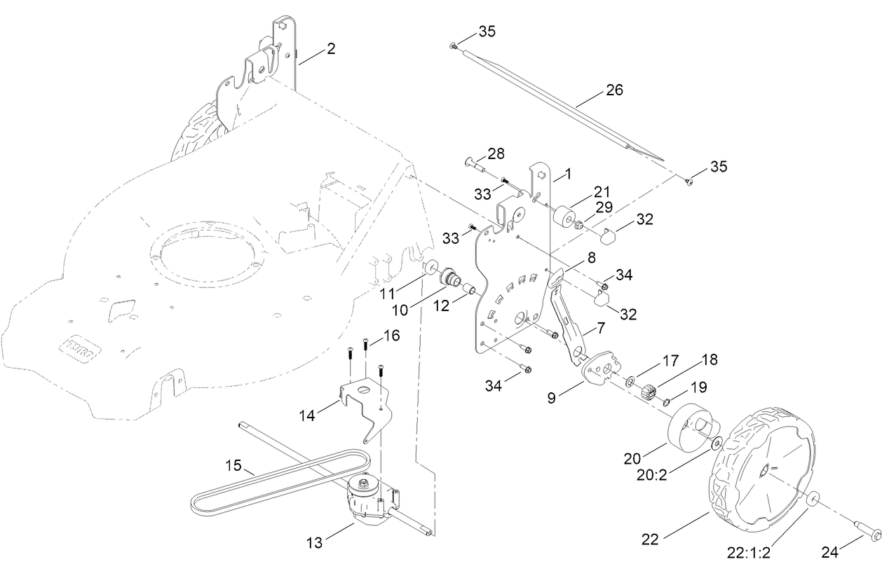 Rear Wheel and Height-of-Cut Assembly