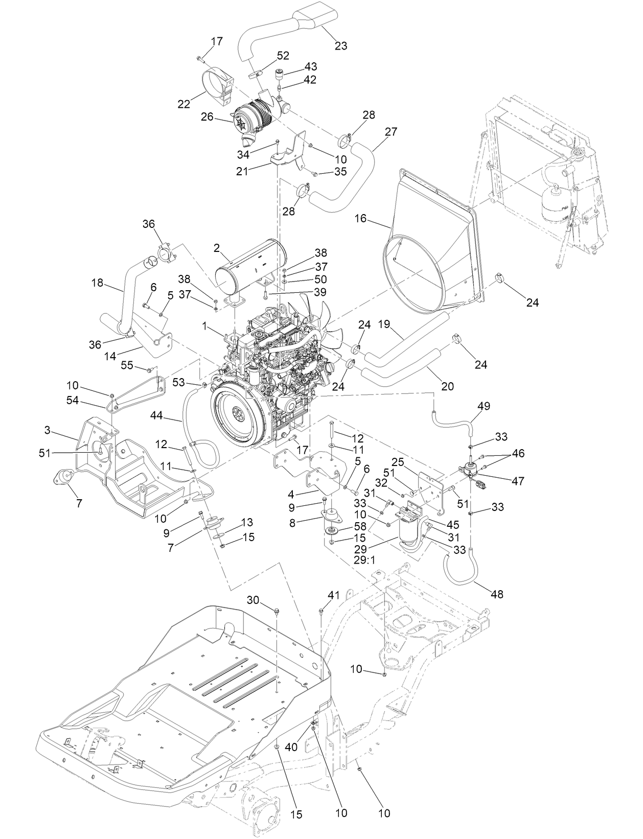 Engine, Muffler and Air Cleaner Assembly
