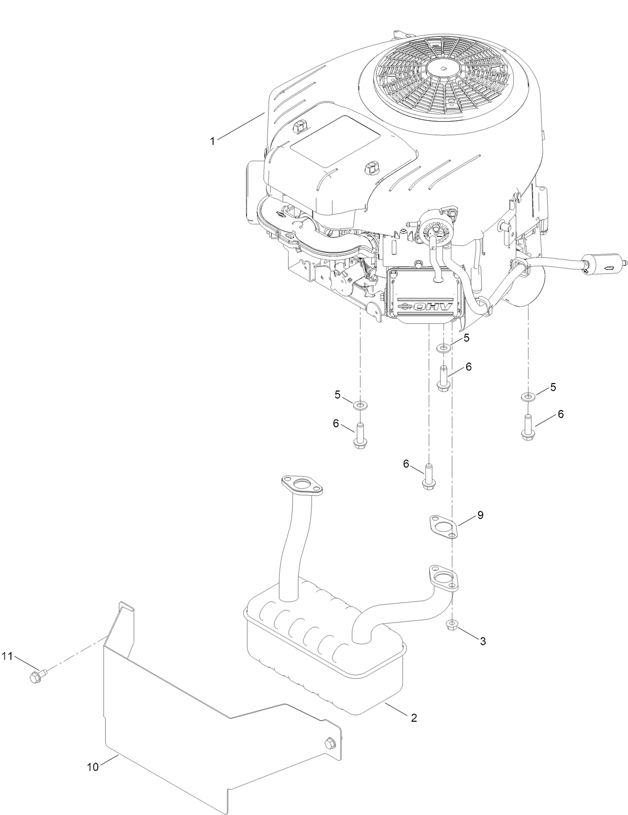 Engine and Muffler Assembly