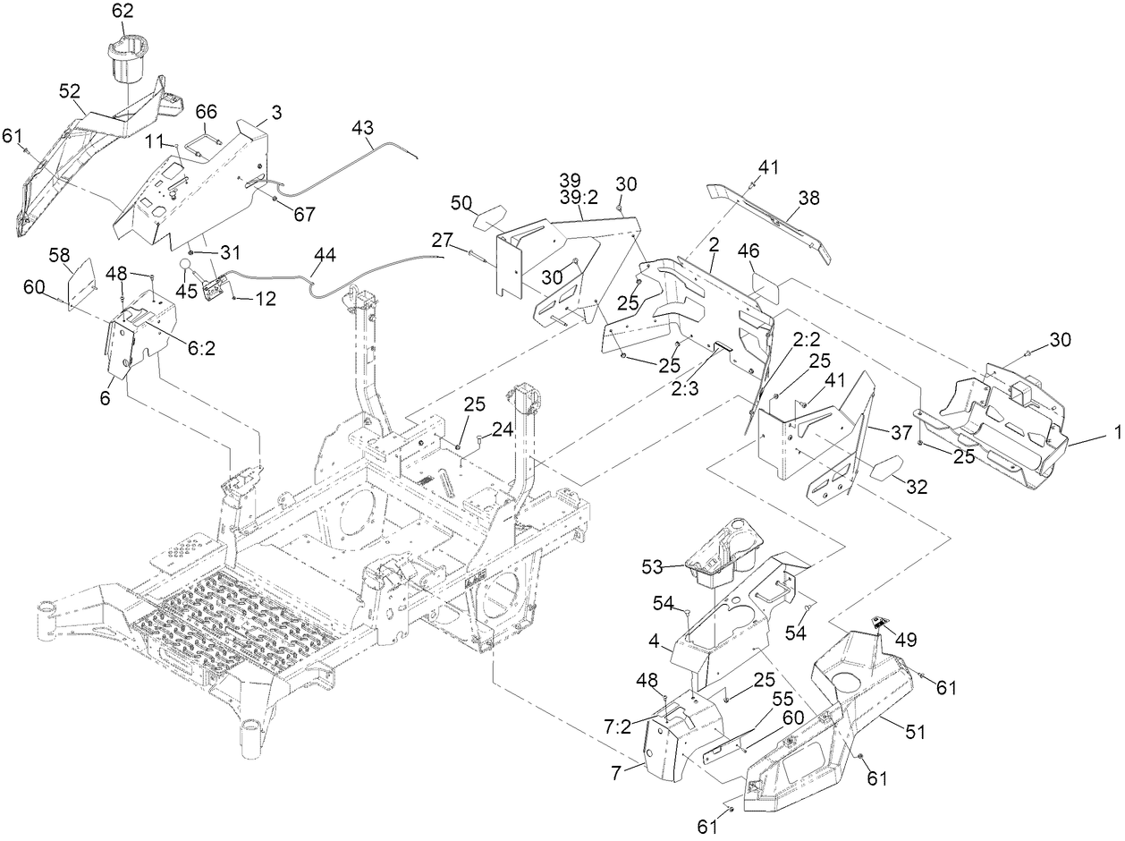 Throttle, Choke Cables and Guard Assembly