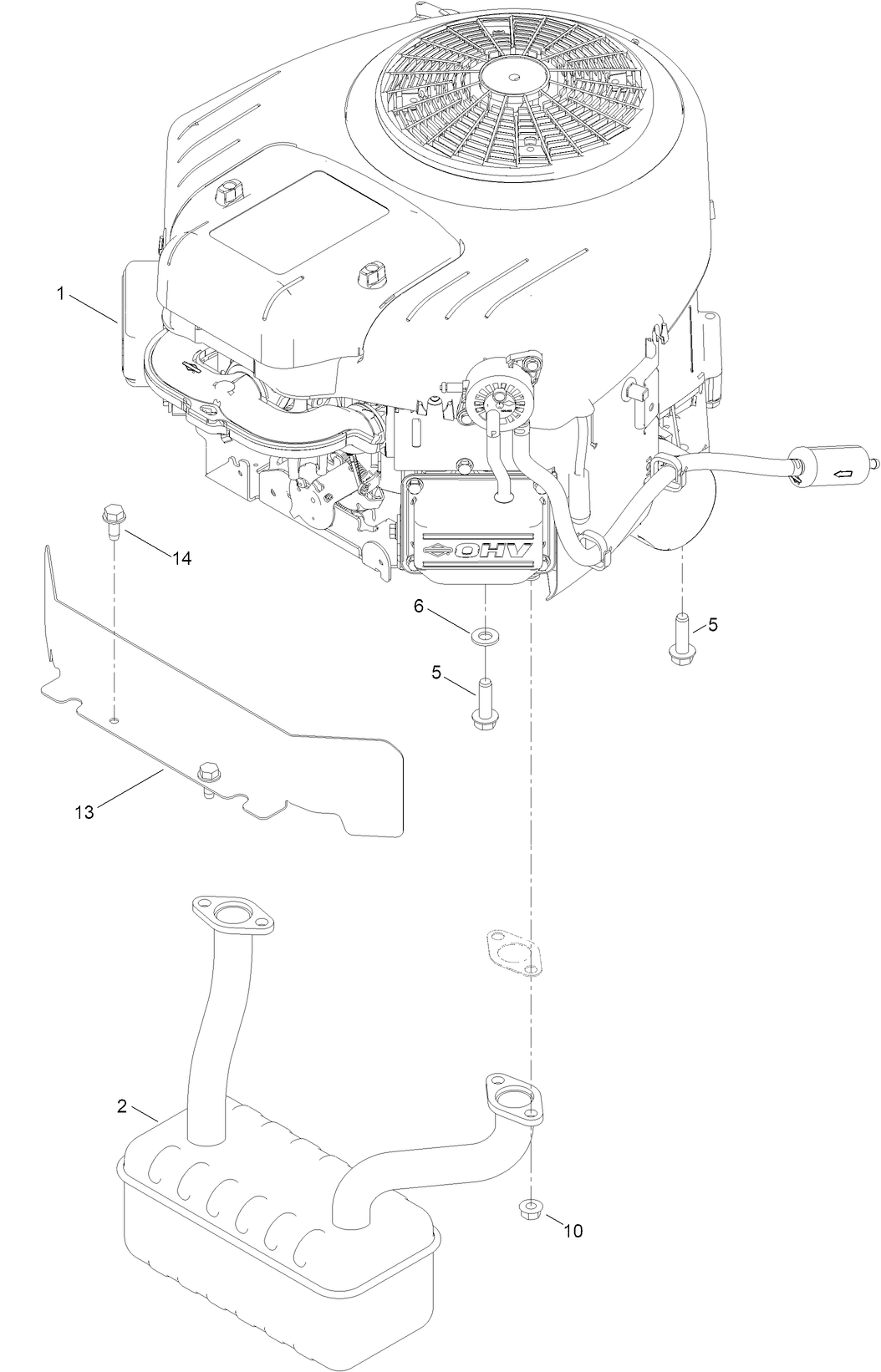 Engine and Muffler Assembly