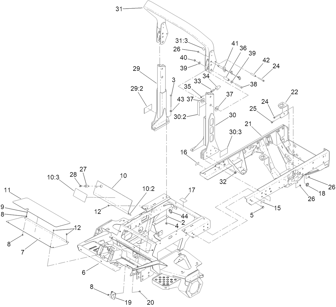 Frame and Roll-Over Protection System Assembly