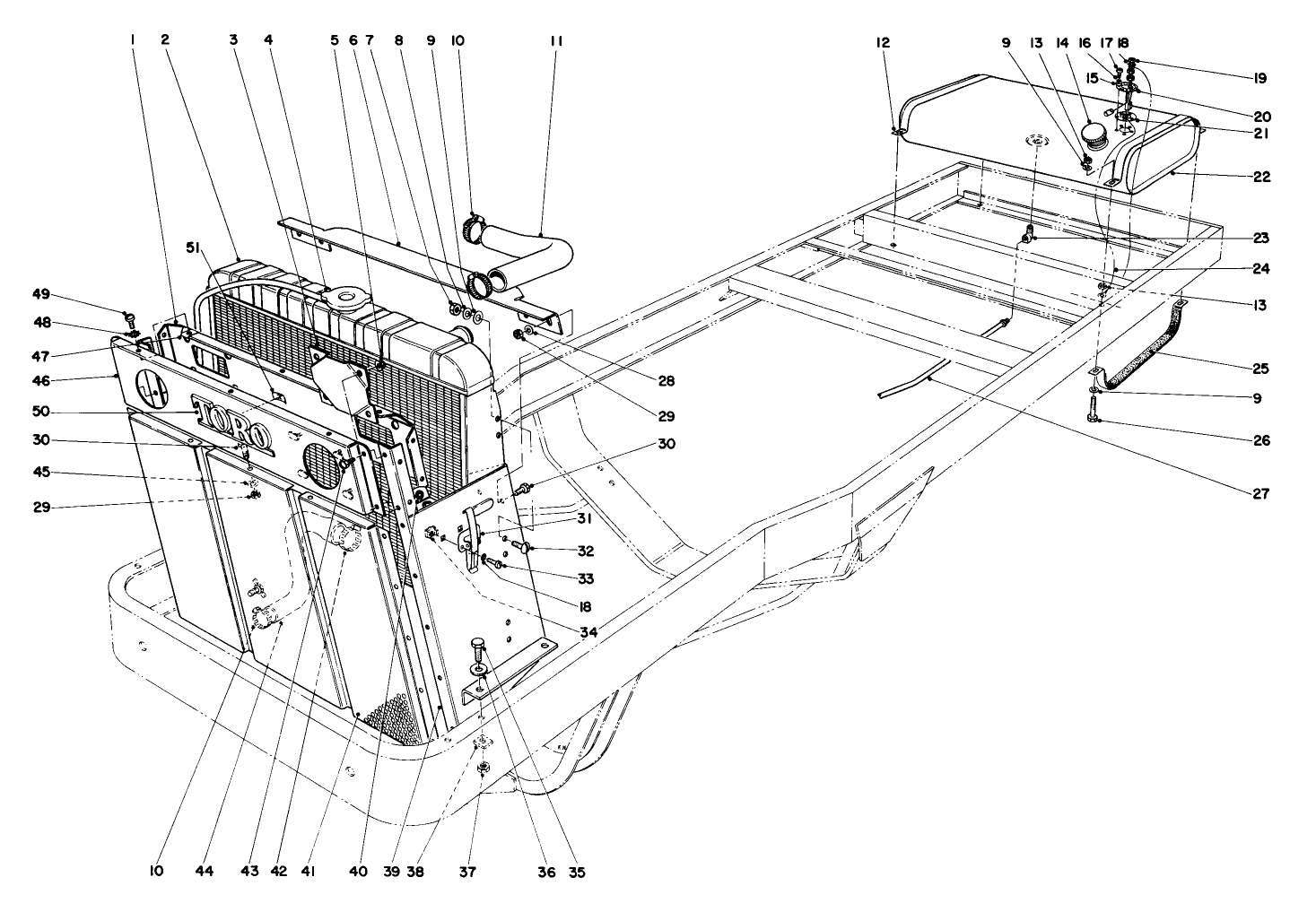 Radiator And Fuel Tank Assembly