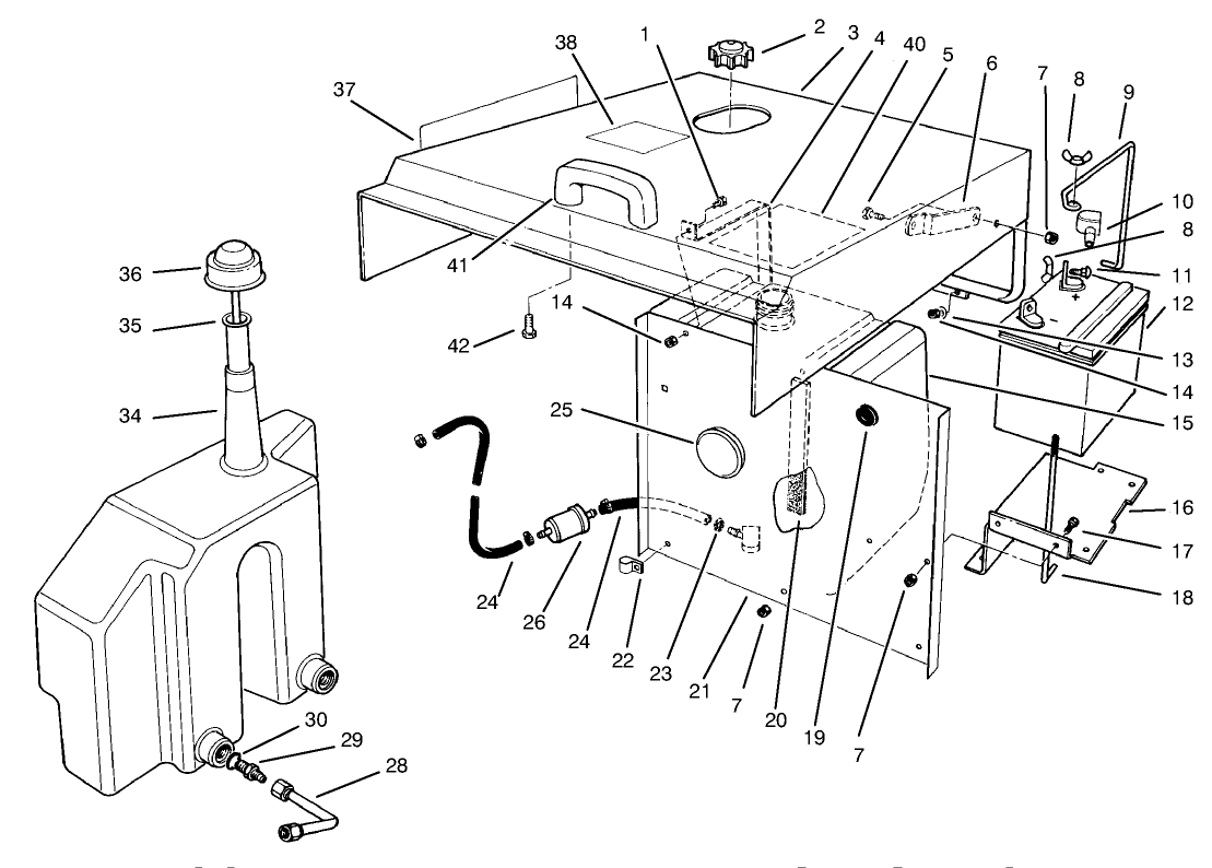 Hood, Fuel Tank & Hydraulic Reservoir Assembly