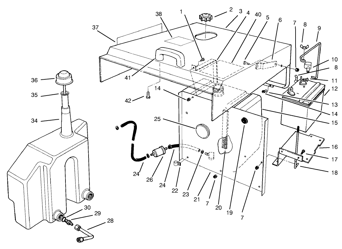 Hood, Fuel Tank & Hydraulic Reservoir Assembly