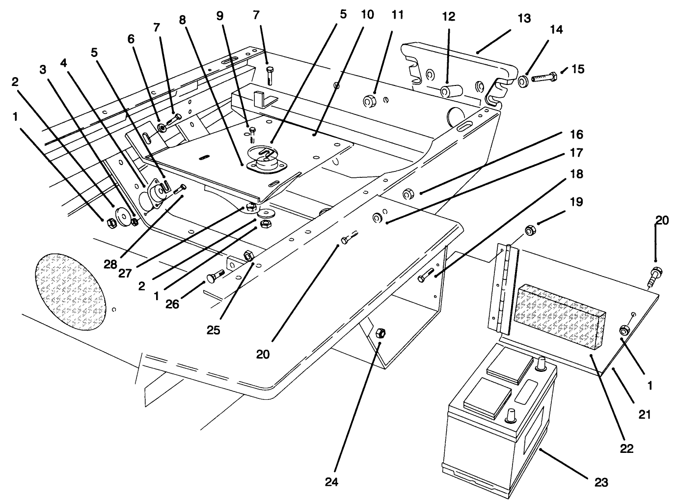 Engine Mount, Battery & Rear Weight
