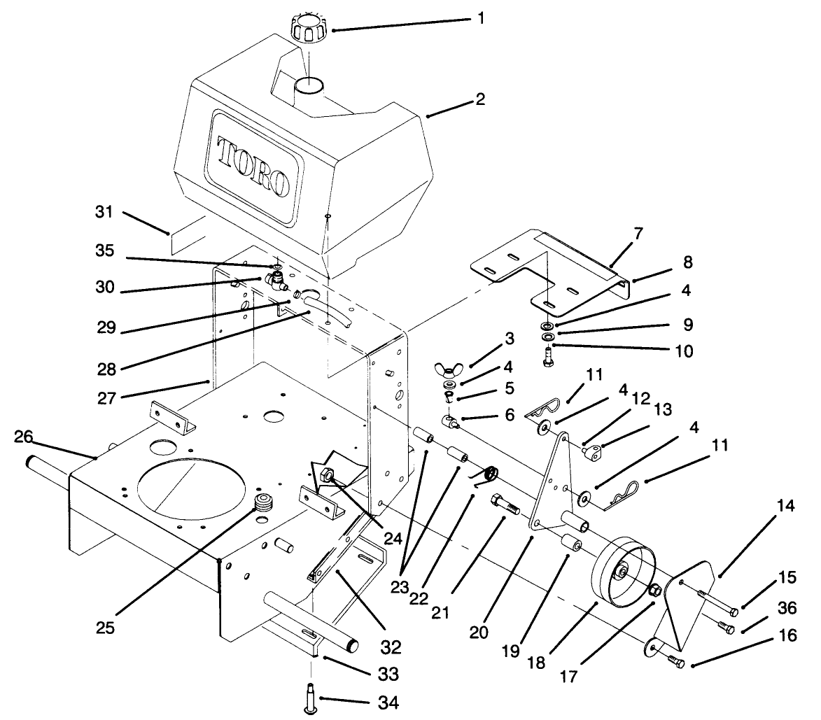 Frame, Fuel Tank And Wheel Drive Idler