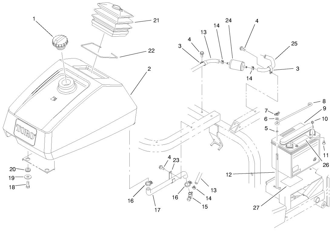 Fuel Tank & Battery Assembly