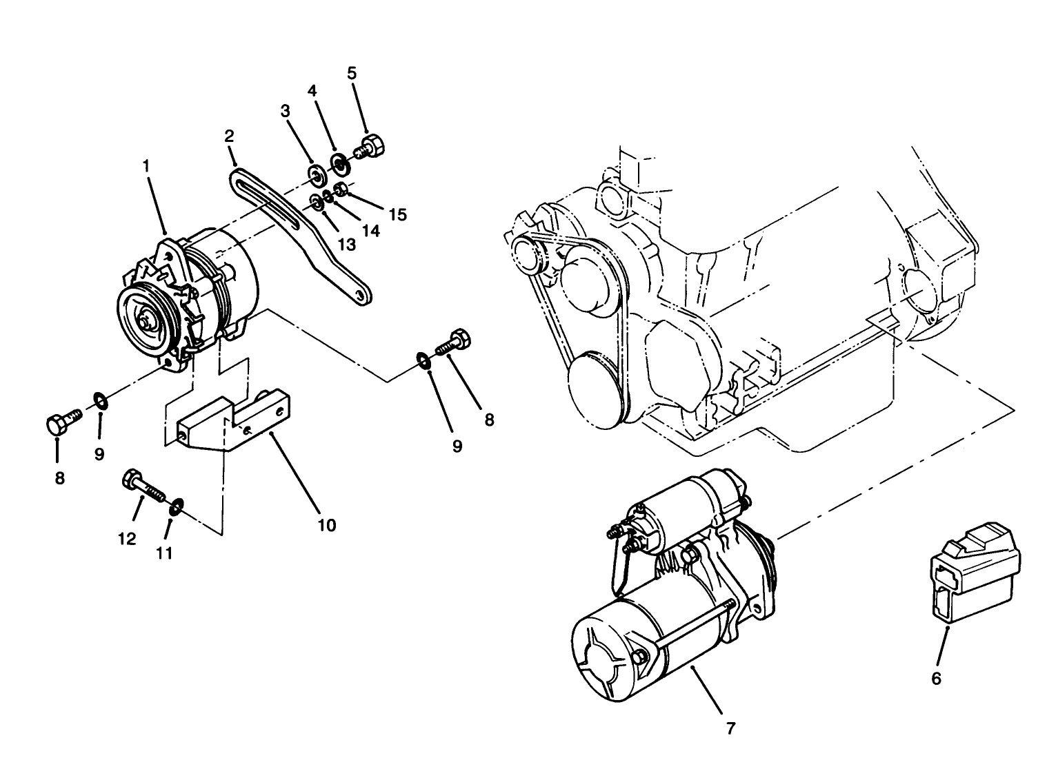 Starter & Alternator Installation Assembly