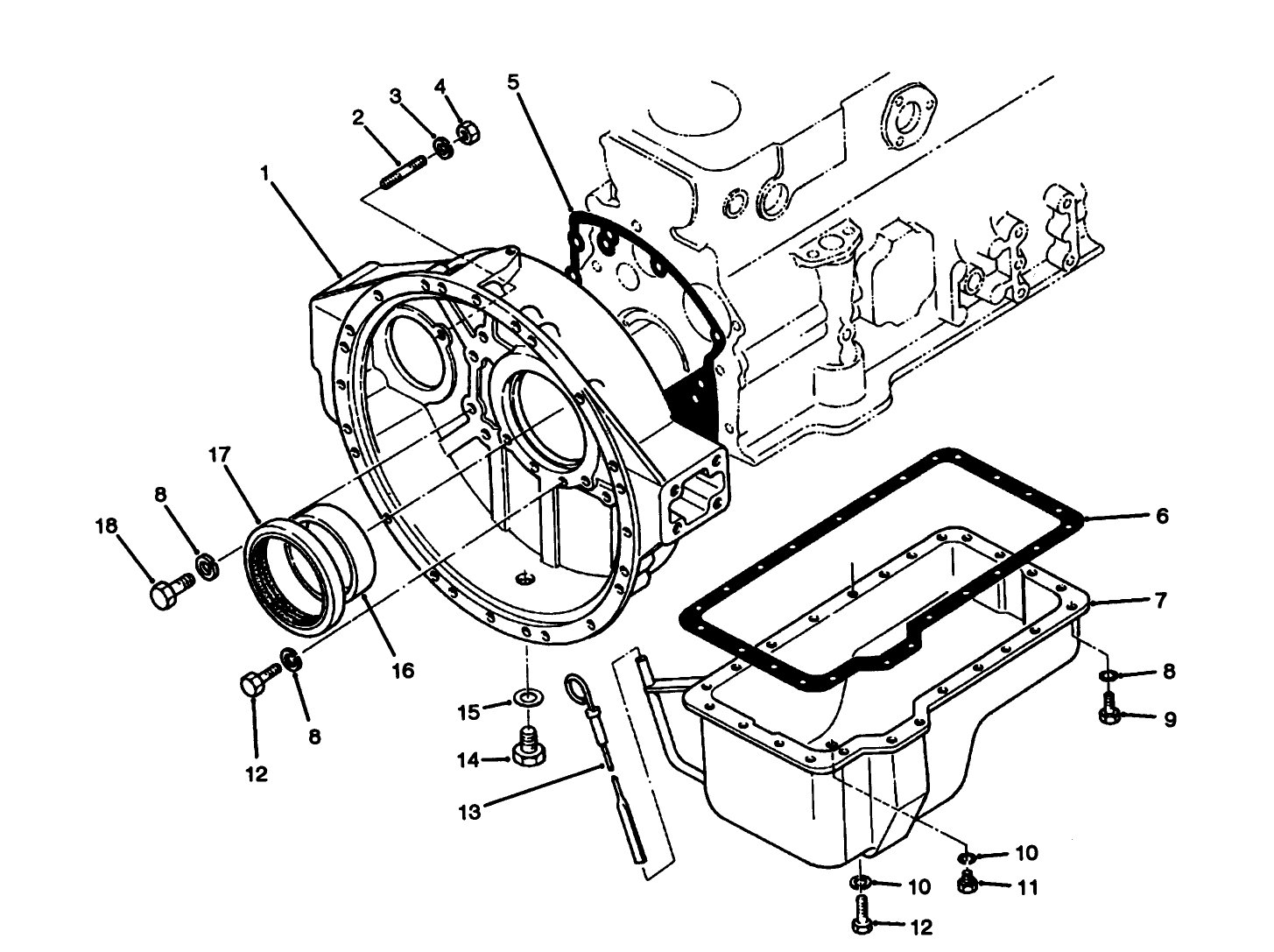 Flywheel Housing & Oil Pan Assembly