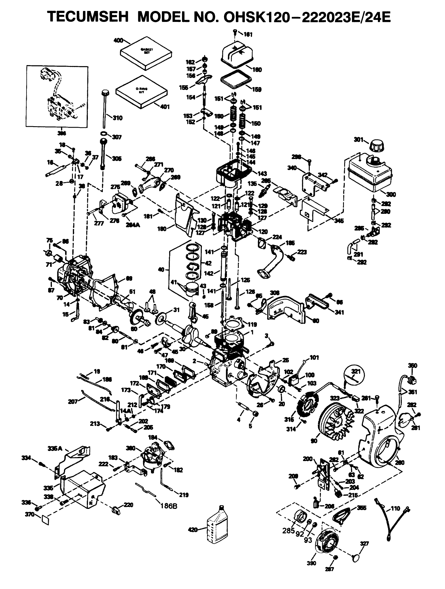 Tecumseh Model No. Ohsk120-222023e/24e