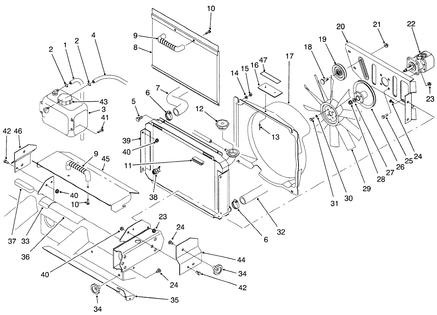 Radiator & Hydraulic Pump Assembly