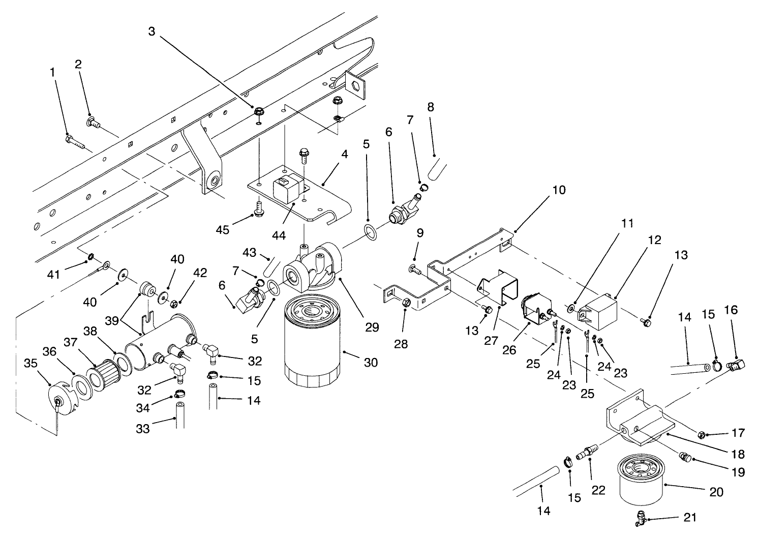 Fuel Filter, Fuel Pump & Relay Mounting