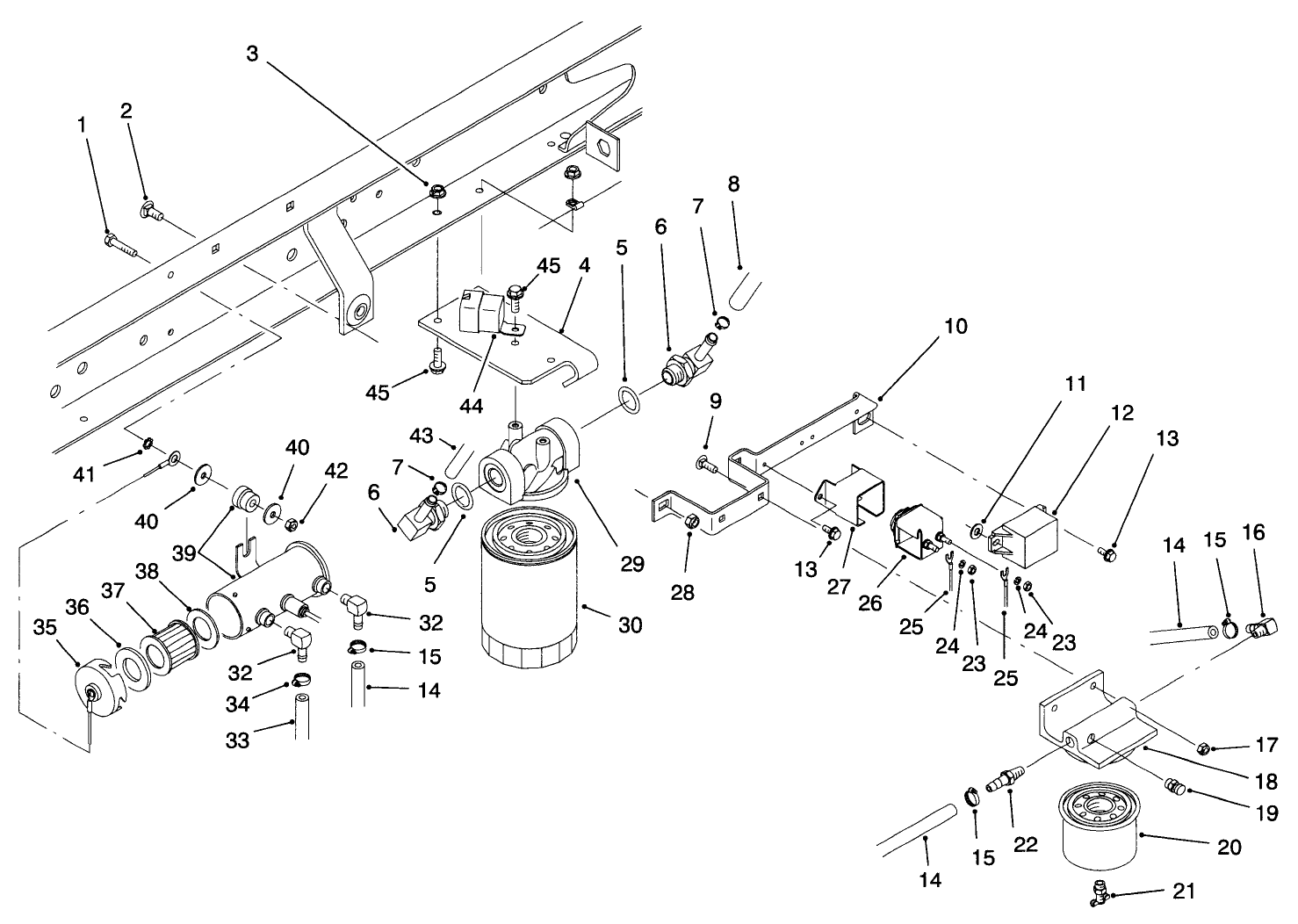 Fuel Filter, Fuel Pump & Relay Mounting