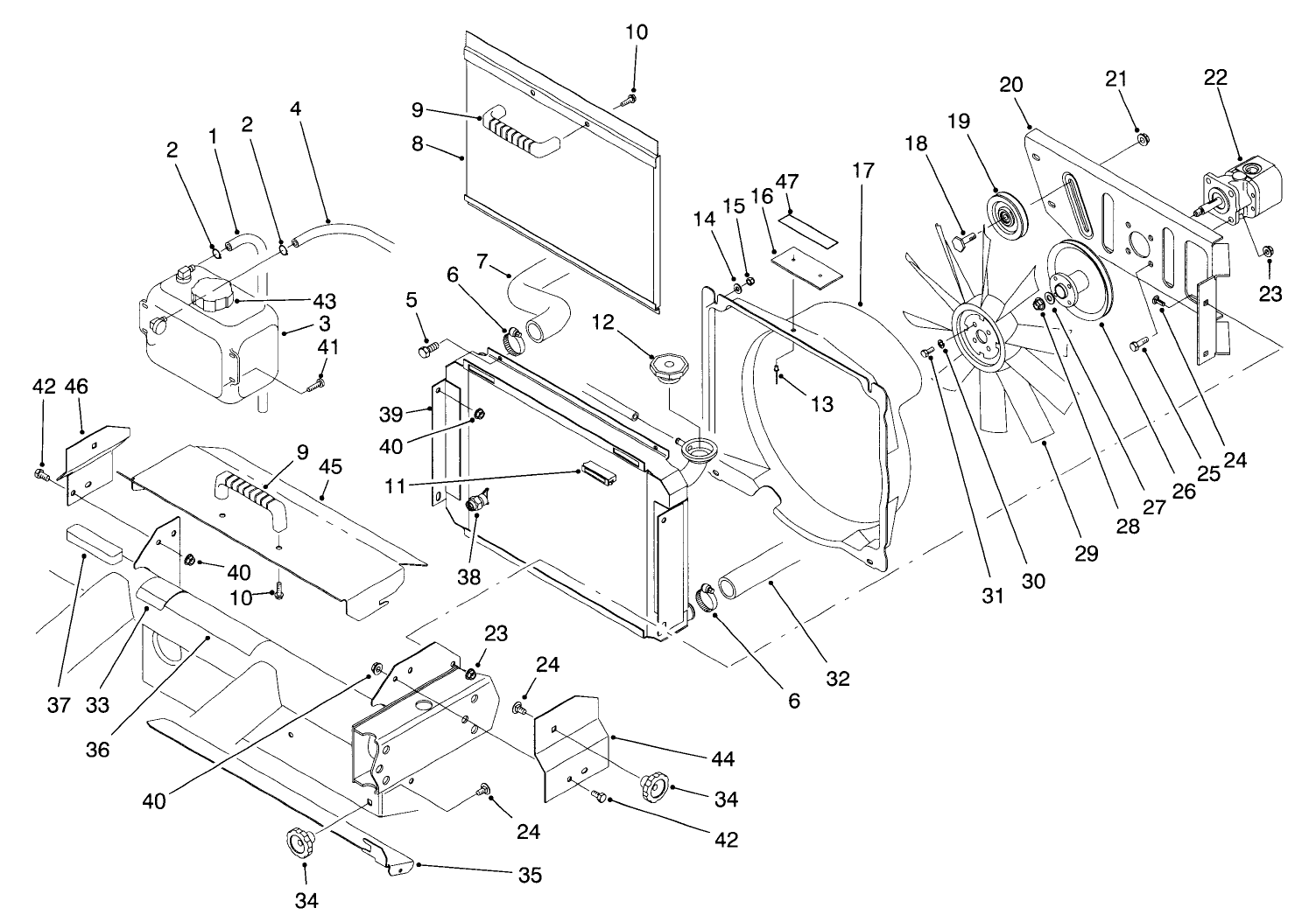 Radiator & Hydraulic Pump Assembly