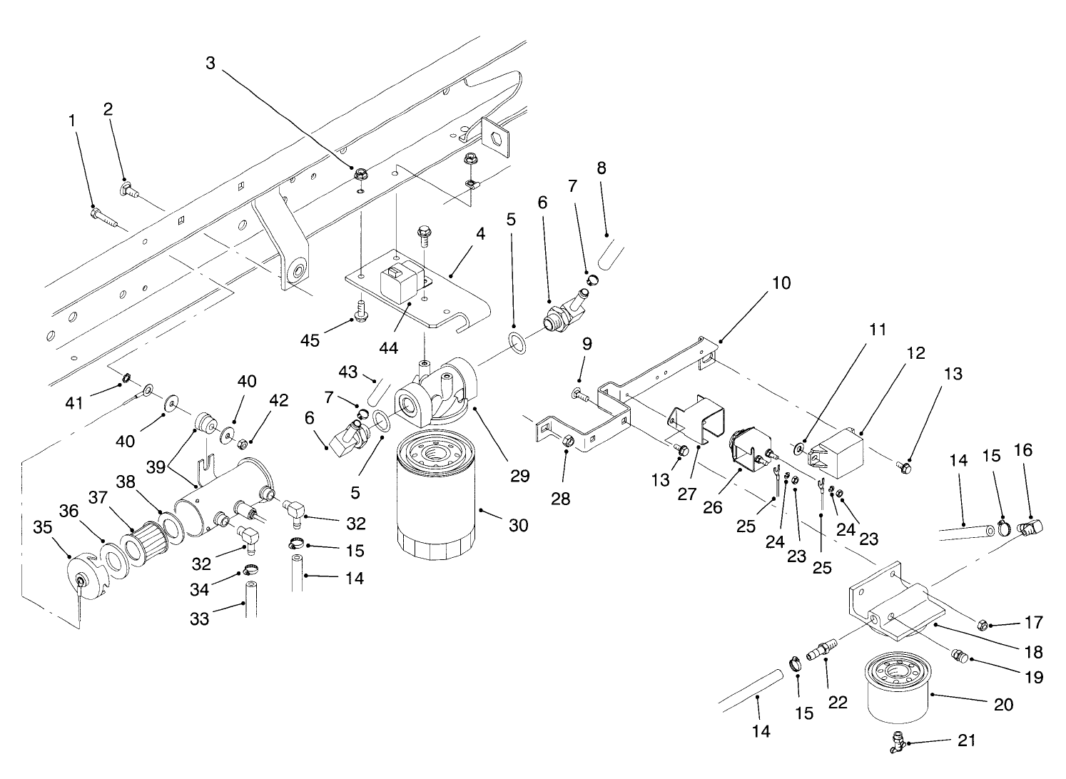 Fuel Filter, Fuel Pump & Relay Mounting