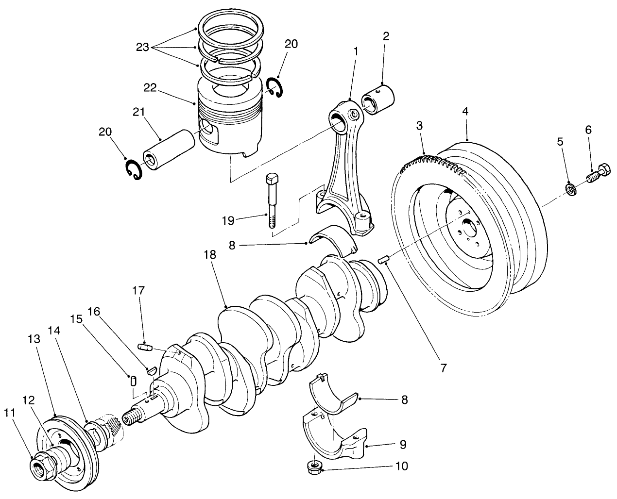 Piston, Connecting Rod, Crankshaft & Flywheel