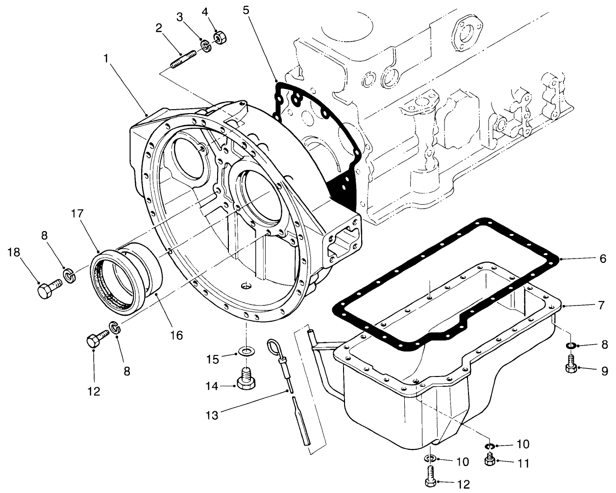 Flywheel Housing & Oil Pan Assembly