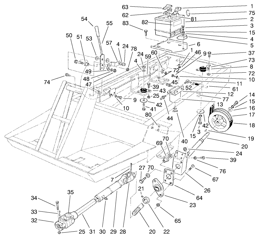 Power Take Off, Battery, And Engine Mount Assembly
