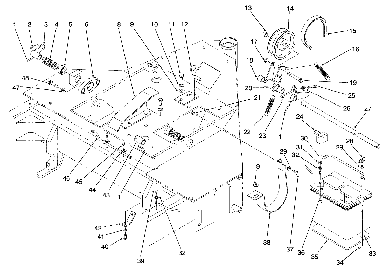 Battery & Drive Take-Up Assembly