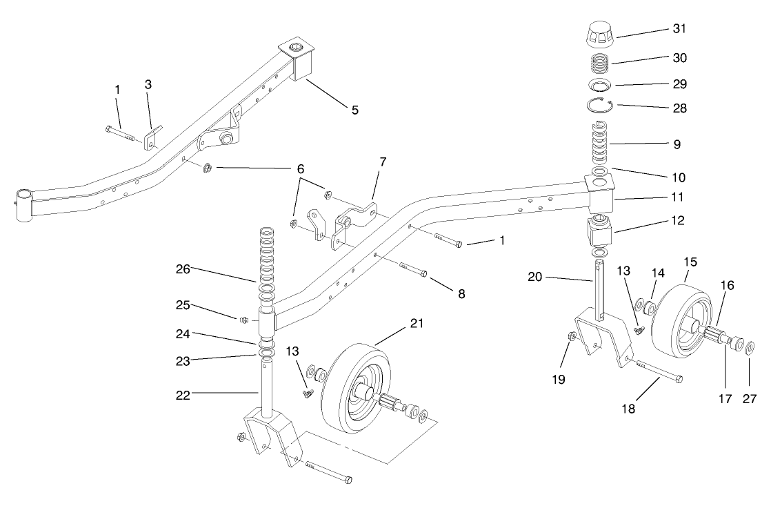 Castor Wheels & Arm Assembly