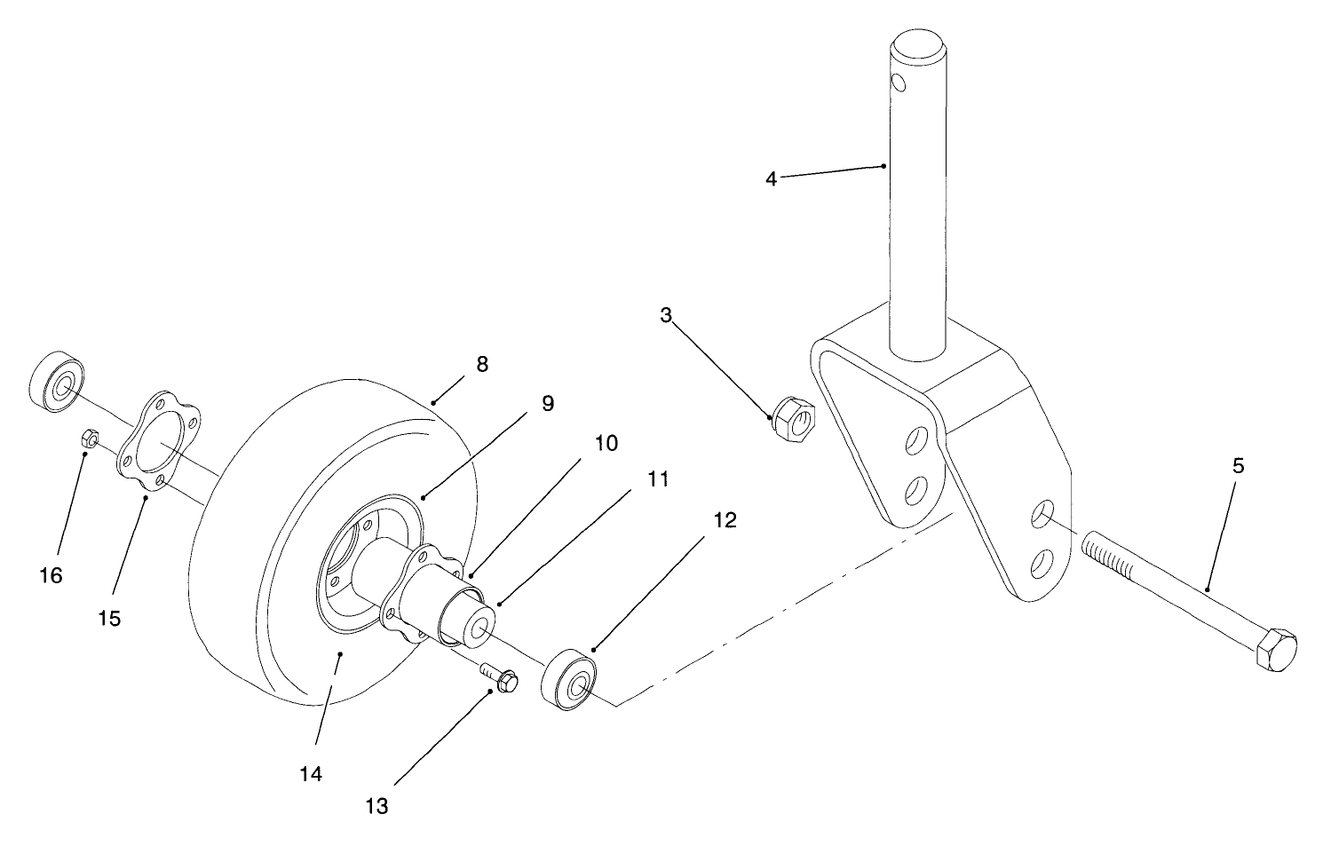 Front Castor Fork Assembly