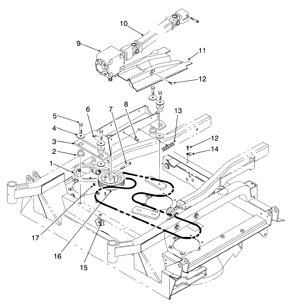 Gear Box, Mount & Drive Shaft Assembly