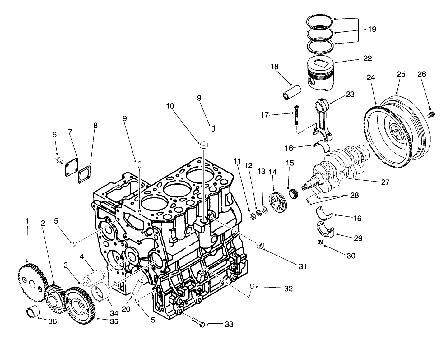Timing Gear, Piston, Flywheel & Crankshaft