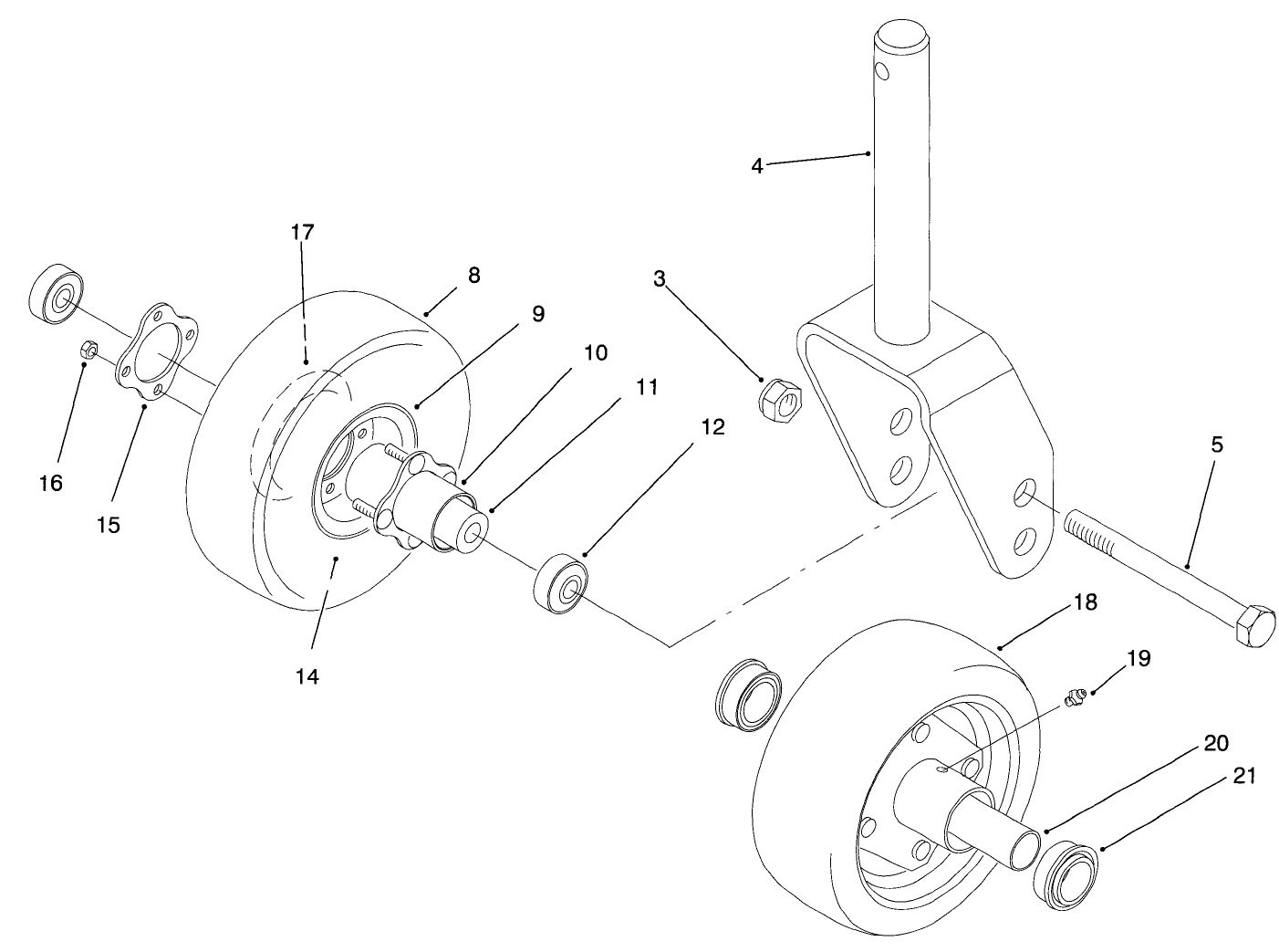 Front Castor Fork Assembly