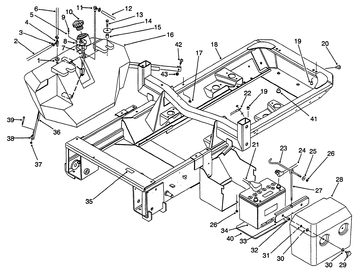 Frame, Fuel Tank and Battery Assembly