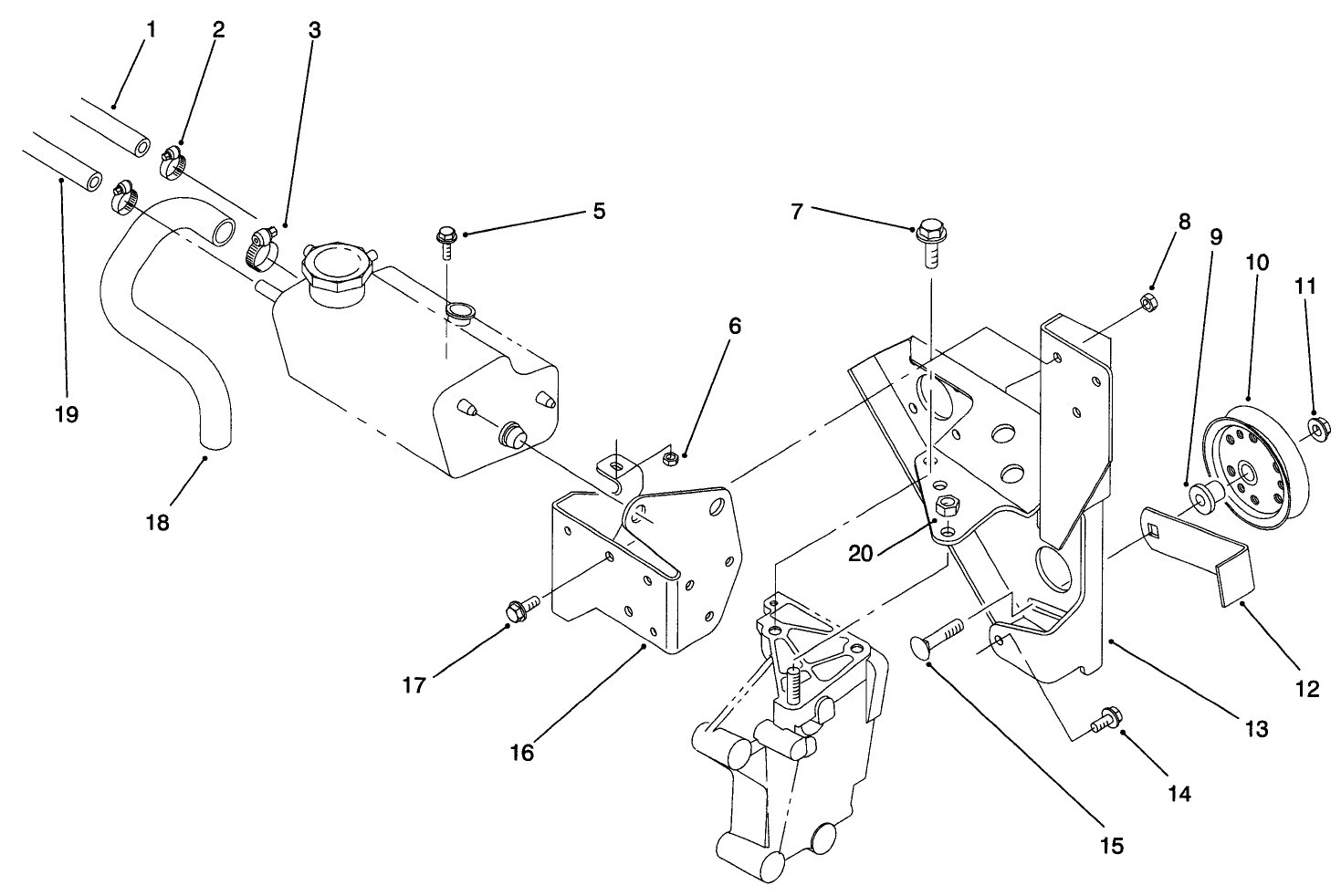 Fan Bracket and Degasser Assembly