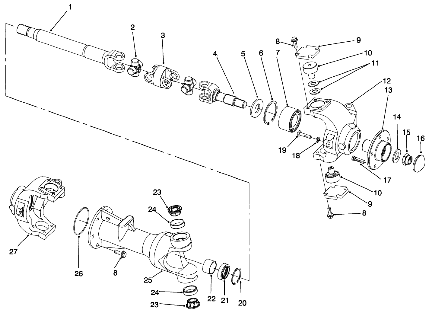 4wd Axle-Universal Joint and Kingpin Assembly