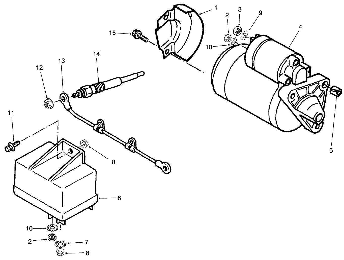 Starter and Glow Plug Assembly